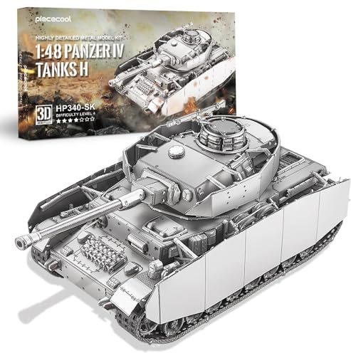 Piececool 3D metall pussel pansarvagn IV typ H, 3D metall pussel militärmodell för rostfritt stål, 100 % återställning, födelsedagspresent, modellbyggsats vuxna, 433 delar
