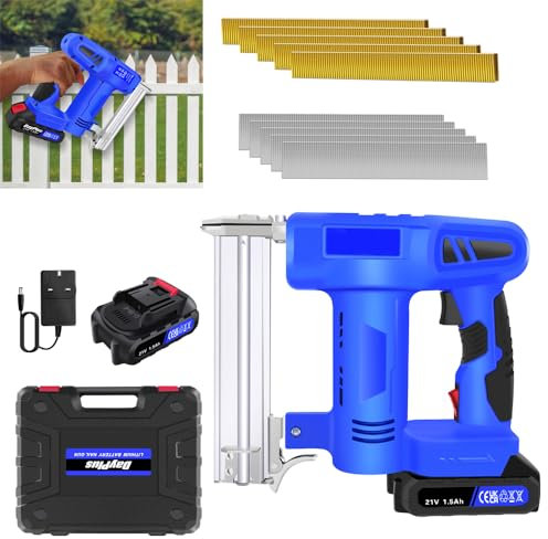21V Brad Nailer Stapler 2-in-1 Cordless Staple Gun Heavy Duty Electric Stapler Nailer Gun 18 Gauge Electric Nailer with Battery and Charger, for DIY, Upholstery, Decorating, Construction, Woodworking
