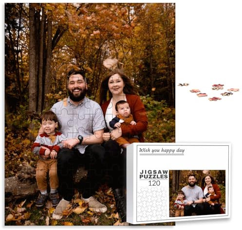 PSUNEY Custom Jigsaw Puzzle Personalized from Photos 35/70/120/200/300/500/1000/1500/2000/3000 Pieces Customized Wooden Gifts for Adult Family Kids Friend Birthday