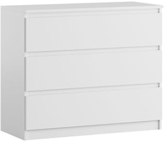 SoDREAMER 3-Schubladen-Kommode | Weiß 90 cm Ideal für Schlafzimmer, Wohnzimmer, Kinderzimmer und Büro | Geräumige Kommode | Modernes Design | 90 x 75 x 40 cm