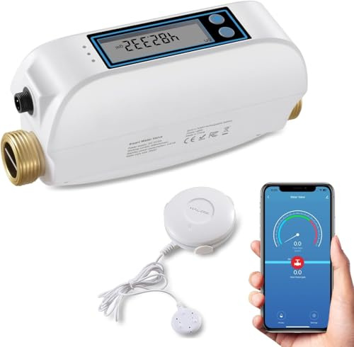Haozee Valve d'eau Intelligente WiFi et arrêt Automatique, débit d'eau, Batterie Rechargeable intégrée, pour tuyaux DN20 de diamètre 3/4
