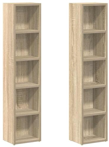 Gecheer Mobili porta CD, scaffale libreria 2 pezzi in legno di rovere sonoma 21x16x93,5 cm per soggiorno o studio