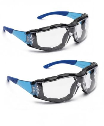 Invisioark 2 Pair Safety Glasses, CE & EN166F Certified, Anti-Fog & Anti-Scratch, Foam-Lined Comfort Frame, Work & DIY Safety Glasses – 2 Pack