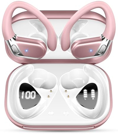 2026 Cuffie Bluetooth 5.4 Sport, 50 Ore Cuffie In Ear Cancellazione Rumore ENC e 4 HD Mics, Auricolari Bluetooth con 3D Bass Stereo, HiFi Cuffiette LED Display, IP7 Impermeabile Cuffie Senza Fili