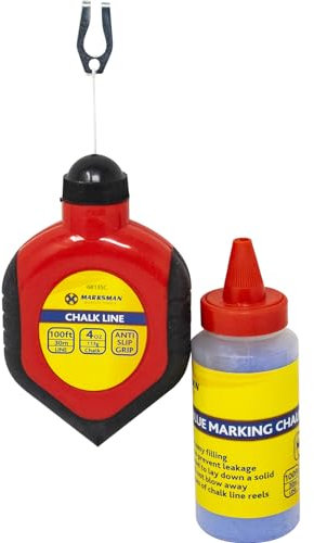 BARGAINS-GALORE 2Pc Builders Chalk String Line Kit - Reel Set, 30M 100Ft 4Oz | Blue Chalk Marker, Draw Straight Lines With Ease | With Hanging Hook, Building Work, Diy | Builder Hand Tool