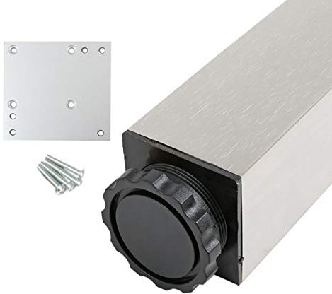 Möbelfuss Eckig 60 x 60mm Edelstahl Optik Höhe 710mm Tischbein aus Aluminium