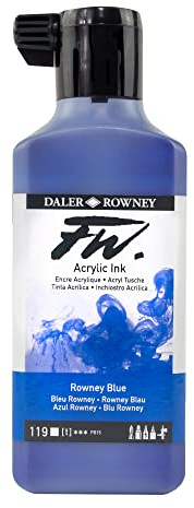 Daler-Rowney FW Acrylic Ink, Plastic Bottle, 6.09oz - 180 ml, Rowney Blue