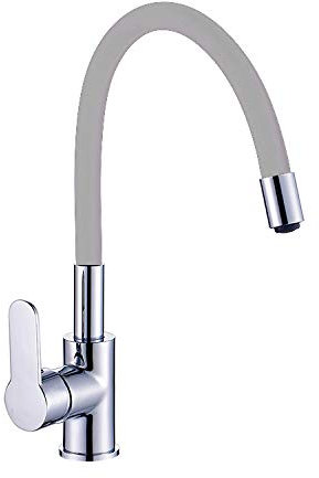 ATCO® Niederdruck Spültischarmatur FLAMINGO flexibler Auslauf Küchenarmatur Einhandmischer Wasserhahn Armatur Küche Spüle Spültisch Chrom-grau