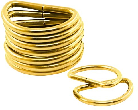 WedDecor Non Welded Metal D Ring Fasteners Buckles, 25 mm, 10pcs, Gold