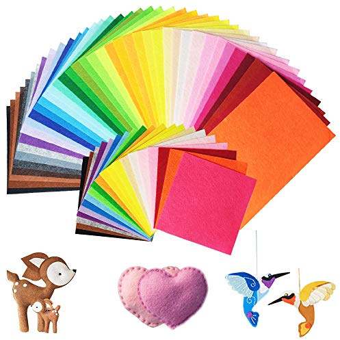60pcs Felt Fabric Sheets -Textile Fabrics DIY Craftwork, 40 Assorted Colors Used for Sewing and DIY Crafts,Christmas Ornament Crafts（30 * 20cm+15 * 15cm）
