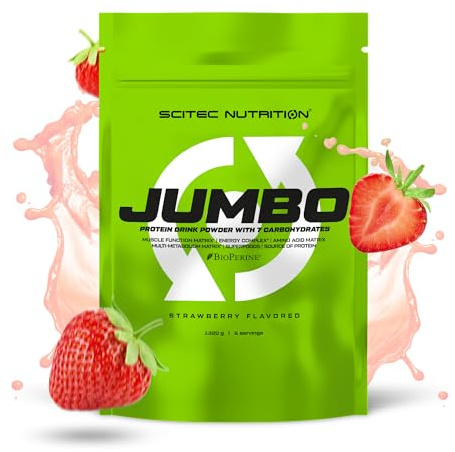 Scitec Nutrition Jumbo - Gain de poids hypercalorique - avec protéines multi-composants - matrice d'acides aminés - matrice métabolique - mélange de super-aliments, 1,32 kg, Fraise