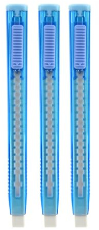 office box Pack 3 Portagomas con Freno Automático - Máxima Calidad de Goma Anti Polvo Que no daña el Papel con Sistema Retráctil y Freno by - SDI (Azul)