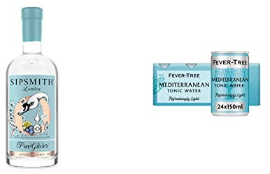 Sipsmith Free Glider Non Alcohol Spirit, 70cl & Fever-Tree Refreshingly Light Mediterranean Tonic Water 8 x 150ml (Pack of 3, Total 24 cans)