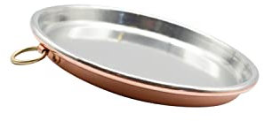 CREARTISTIC Teglia Rame Stagnato per Farinata - Teglia Forno per Pizza, 34 cm diametro - Bordo di 3cm - Fatta a Mano - 100% Made in Italy