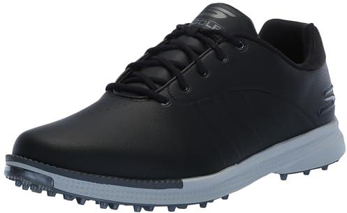 Skechers Men's Tempo Spikeless Waterproof Lightweight Golf Shoe, Black/Grey, 12 UK Wide