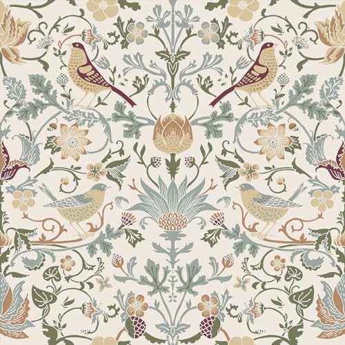 Yullpaper Carta Da Parati autoadesiva Floreale Pellicola Adesiva Per Mobili Fantasia Camera Da Letto Vintage Carta Adesiva Per Mobili Armadio Carta Da Parati Fiori Foglie 44,5 x 1000cm