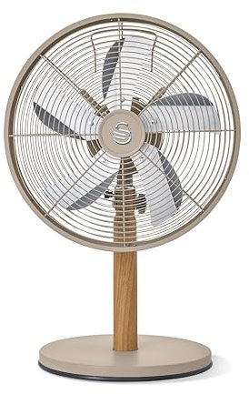 SWAN SFA16920OAT Nordic 12 Inch Desk Fan with 3 Power Levels, Oscillation Function, Adjustable Tilt and Low Noise Output, Oatmeal