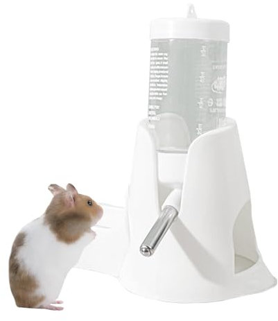 CutitiUU 80 ml Hamster Automatic Drinking Fountain Water Bottle Base Set Single Bowl,Hamster Drinking Bowl,Gerbils Water Dispenser,No Drip Guinea Pig Liquid Jar,Automatic Bottle Dispenser (White, M)