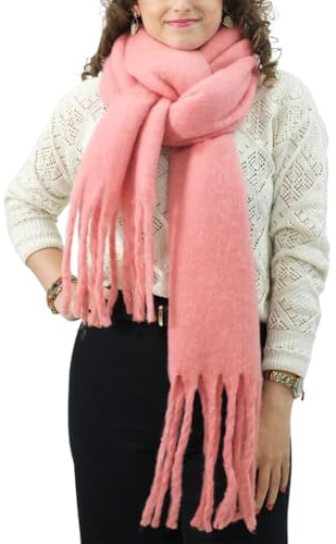 XIFRIKA Bufanda XXL suave de Invierno para Mujer con Flecos Lisa o Cuadros | Tamaño Grande 248 × 39 cm, 100% poliéster y tacto cálido. Disponible en 28 colores lisos y estampados de cuadros.