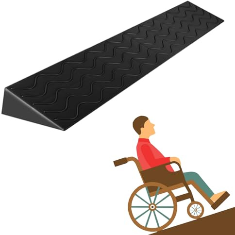 Rampa Di Soglia Portatile Rampa Per Marciapiedi, Per Scalini Altezza 3 A 10 Cm Rampa Per Sedia A Rotelle Antiscivolo Rampa Per Interni Per Spazzatrice Soglie Porte E Bagno ,Nero,100*12*5cm