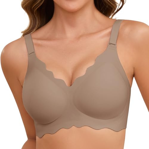Lonya Bygellös BH Dam Vadderad Push Up V-ringning Sport Sömlös Bekväm Stöd Bralette