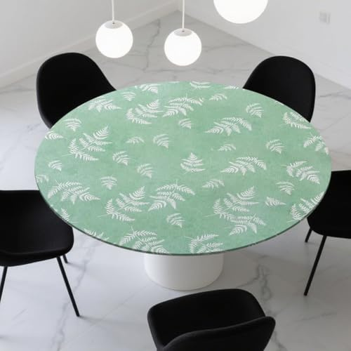 EUBSWA Mantel Redondo 48 Inch, Impermeable, Mantel Redondo de jardín con elástico Protector de Mesa Redondo elástico de 90 – 110 cm