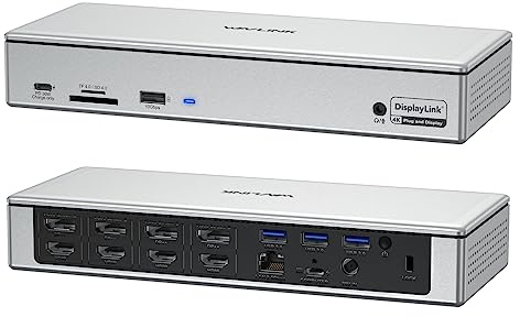 WAVLINK DisplayLink 19-i-1 USB-C/A-dockningsstation för Mac M1/M2, Windows-bärbara datorer och nya MacBook Neo, 4 st 5K/4K-skärmar @60Hz, 4 HDMI + 4 DP, LAN 2,5G, 180W, 10Gbps