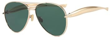AOWVUTS Gafas de Sol Piloto Retro para Hombre y Mujer Vintage Gafa Clásicas con Doble Puente Gafas de Sol Años 70 Montura Metal Protección UV400 para Conducir Viajes (Verde)