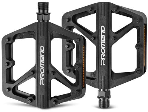 PRMHOOT Pedali MTB con catarifrangenti, pedali antiscivolo in fibra di nylon, pedali da bicicletta da 9/16 pollici per bici da corsa/mountain bike/trekking/BMX/e-bike
