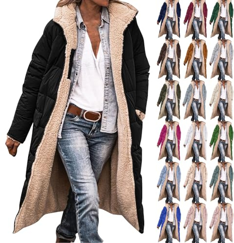 Generisch Skijacke Damen, Damen Trenchcoat, Wintermantel Lang Warm Winterjacke Outdoor Gefütterte Fleecejacken Winter Jacke Herbst Mantel Herbstjacke Übergangsjacke Steppjacke Parka