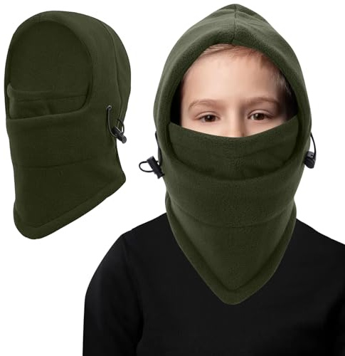 Fjquamitix Winter Thermal Balaclava Kids,Multifunctional Windproof Kids Ski Mask Balaclava Adjustable Warm Face Cover Hat Hood Neck Warmer Scarf for Boys Girls Outdoor Sports