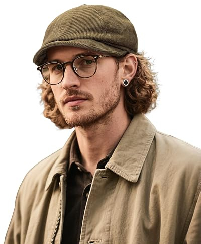 Clakllie Classic Cotton 8 paneler Newsboy Cap Gatsby Flat Cap Vintage Twill Peaky Blinders Hat Elegant Style Ben Scally Hat, CDGE-NB25Q11-brun, one size