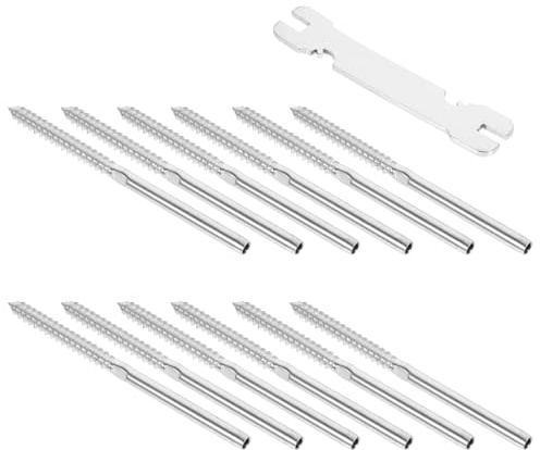 LIGIGWASH 12 pièces Boulons Inoxydables pour Tendeur Fil avec Clé Vis à Sertissage Robuste pour Câble de Garde-corps Bois Installation Facile