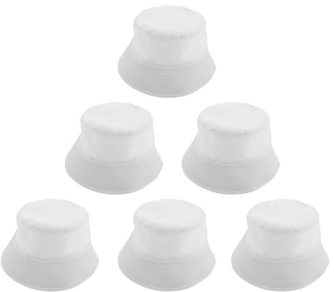 PACKOVE 6 St tomma hantverksmössor DIY hinkhattar sommarlock tomt DIY handmålad solhatt hinkhattar för att knyta färgämne blank strandfiske handmålade sommarsolhattar handmålad mössa White