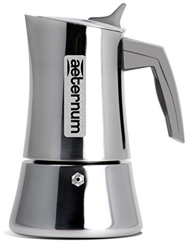 Aeternum Caffettiera Divina 4 Tazze, Acciaio, Adatta all'induzione, 4 Cups, Argento
