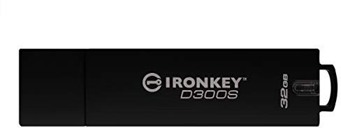 Kingston IronKey D300S verschlüsselter USB-Stick 32GB - Zertifiziert für FIPS 140-2 Level 3 - IKD300S/32GB, Schwarz