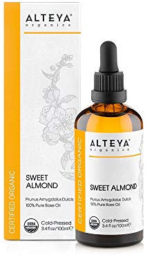 Alteya Organic Aceite de almendras dulces 100ml - 100% certificado por el USDA Aceite de portador de almendras dulces prensado en frío puro orgánico natural - de grado terapéutico premium