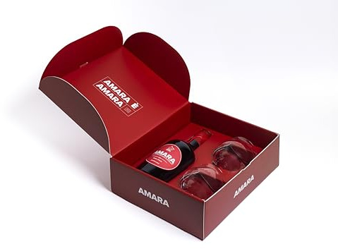 Rossa Amara Amaro - Liquore a Base Di Arancia Rossa di Sicilia - 500 ml - Confezione Regalo con 2 Bicchieri in Vetro