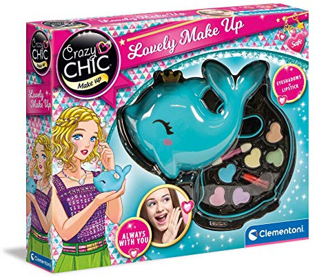 Clementoni Crazy Chic - Lovely Make Up Delfino, Cofanetto Trucchi Bambine 6+ Anni, Trousse Portatile con Set Cosmetici Sicuri per Bambine, Idea Regalo Collezionabile, 18630