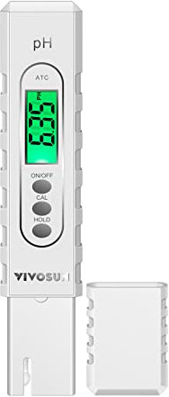 VIVOSUN Digitales pH-Meter mit ATC und 0,01 pH Hoher Genauigkeit, pH-Messgerät mit 0-14 pH-Messbereich, Wasserqualitätstester für Hydroponik, Trinkwasser im Haus, Schwimmbad und Aquarium, Weiß