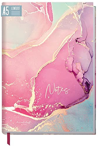 Notizbuch A5 liniert Silky Pink von Trendstuff by Häfft - 124 Seiten, 62 Blatt - ideal als Tagebuch, Bullet Journal, Ideenbuch, Schreibheft - nachhaltig & klimafreundlich