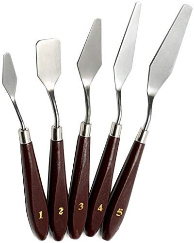 Set di 5 spatole per pittura a olio, spatole per pittura, spatola, coltello, spatola per vernice, raschietto in acciaio inox, pittura per pallet, acrilico