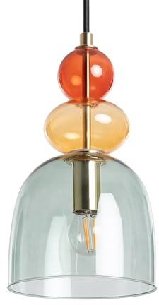 LEDKIA LIGHTING - Hängeleuchte Baudelaire | Vintage-Design | Einstellbare Länge | E14 Fassung | Metall & Glas | Für Wohnzimmer, Küche, Schlafzimmer, Grün, Glas