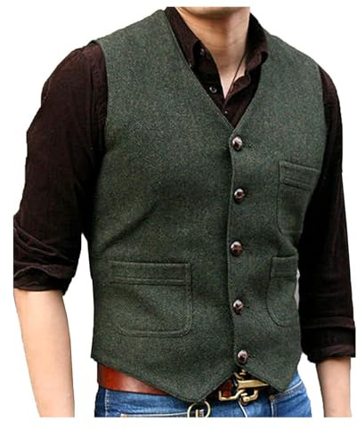 Solovedress Gilet de costume vintage classique en laine pour homme, coupe droite, gilet de costume pour mariage