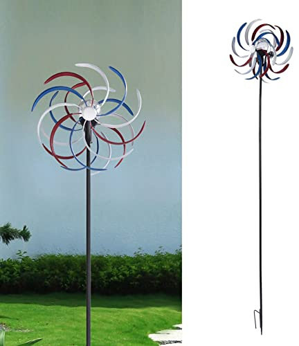 Girandole a Vento in Metallo per Esterni Mulino a Vento da Giardino a Luce LED Mulino a Vento Ad Energia Solare con Picchetto da Terra per la Decorazione di Prati da Giardino