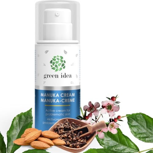Green idea - Manuka Crème anti-acné – Crème Anti-Imperfections - Anti Boutons – Crème pour le visage à l'huile d'arbre à thé Manuka – Peaux sensibles à tendance acnéique - 50 ml