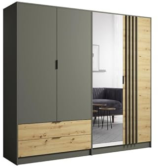 Alcos Armoire 4 Portes avec Miroir + 2 tiroirs Rimini