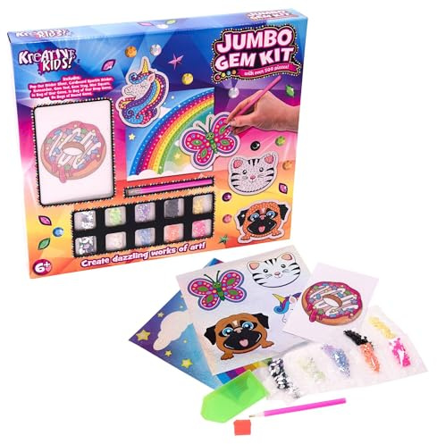 Kreative Kids Jumbo Gem Kit | 500 Pieces Arts and Crafts | Kids Gem Art Kit
