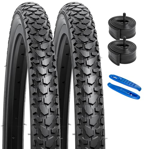 YunSCM 2Pcs 20 inch MTB Bike Tyres 20x1.75 Tires 47-406 and 20 inch Inner Tubes AV32mm Valve Compatible with 20 x 1.75 20X1.75 Mountain/Gravel/Off Road/Road Bicycle Bike Tyre