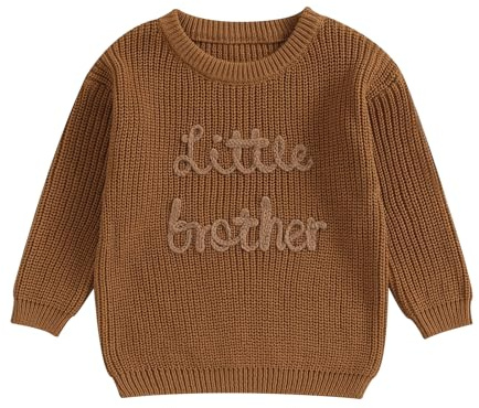 Baby Boy Brother Knitted Jumper (Baby Brother Brown, 9-12 Months)